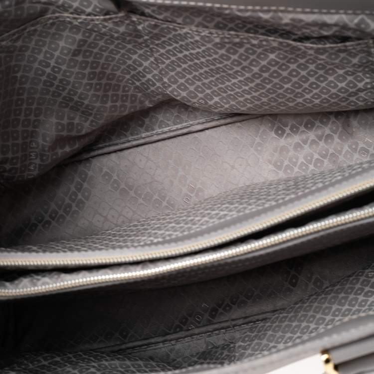 Pre Owned Longchamp Grey Leather Honoré 404 Tote