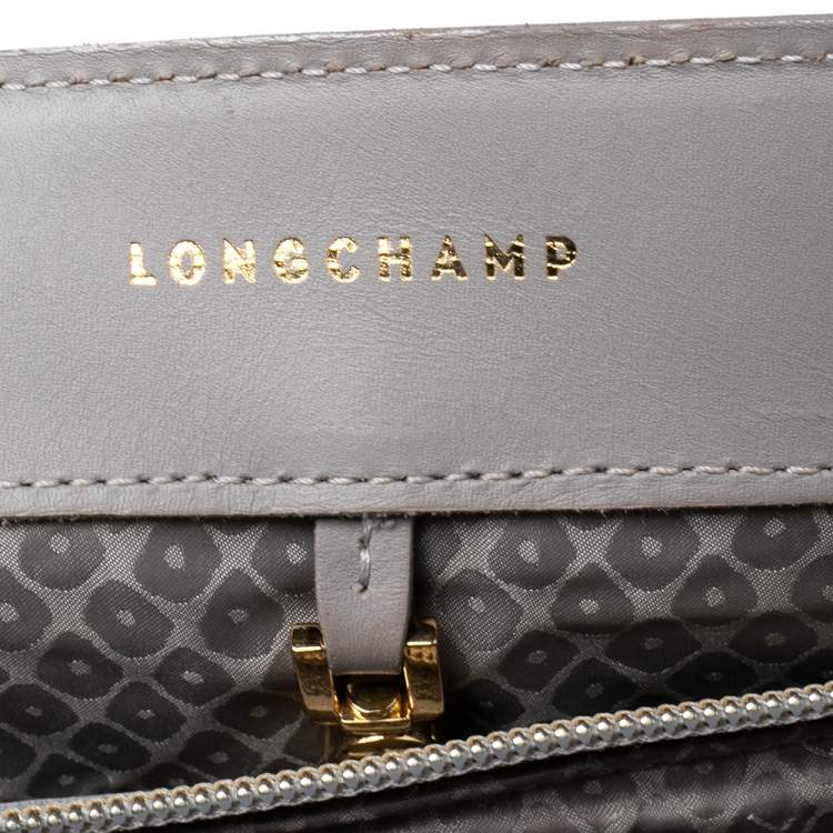 Pre Owned Longchamp Grey Leather Honoré 404 Tote