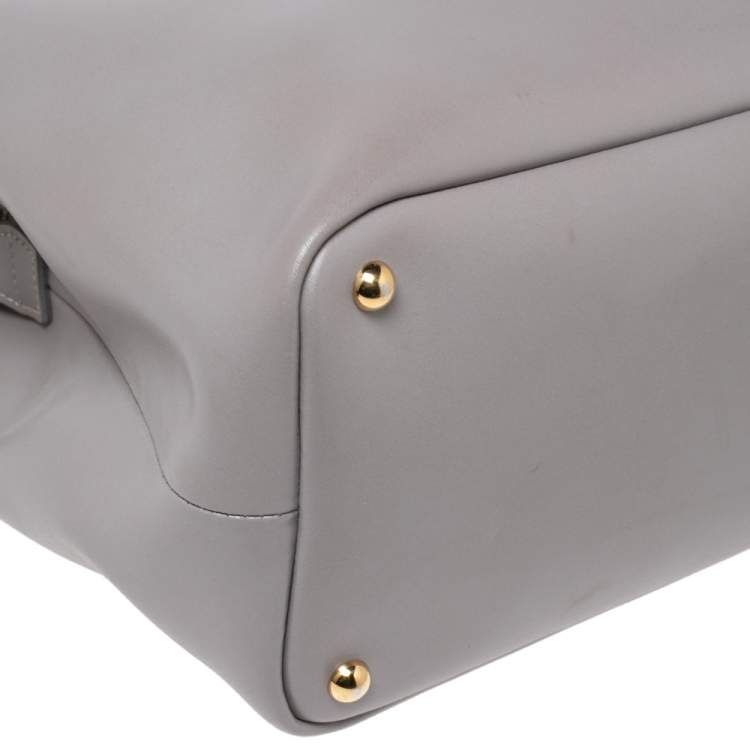 Pre Owned Longchamp Grey Leather Honoré 404 Tote