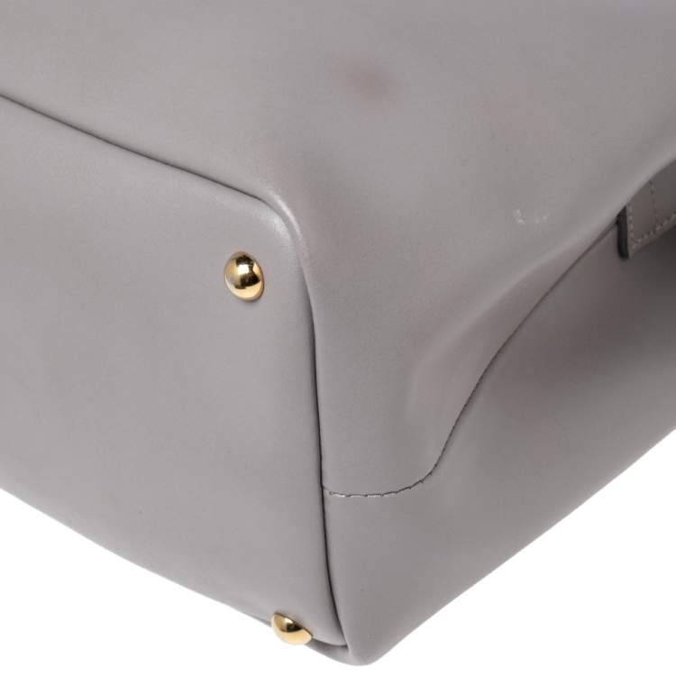 Pre Owned Longchamp Grey Leather Honoré 404 Tote
