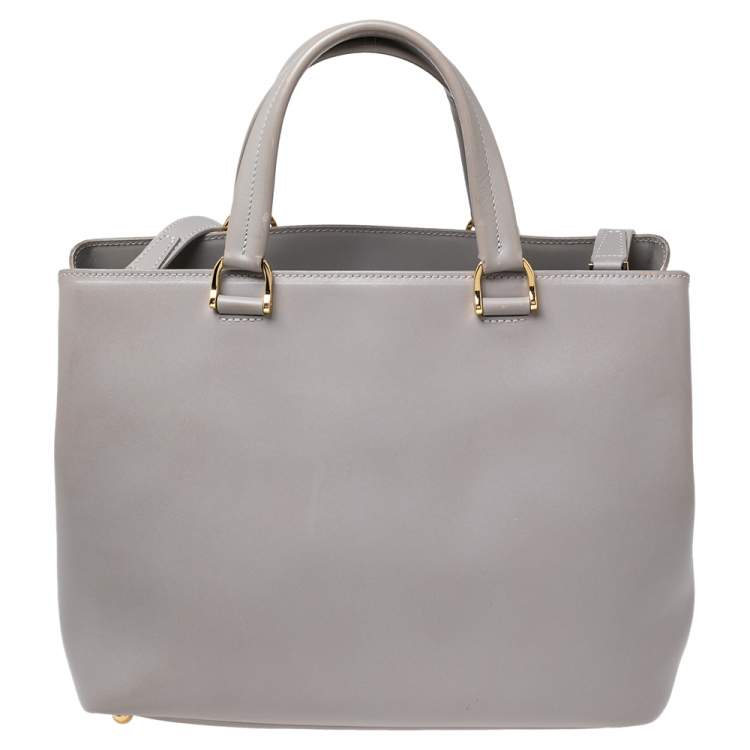 Pre Owned Longchamp Grey Leather Honoré 404 Tote