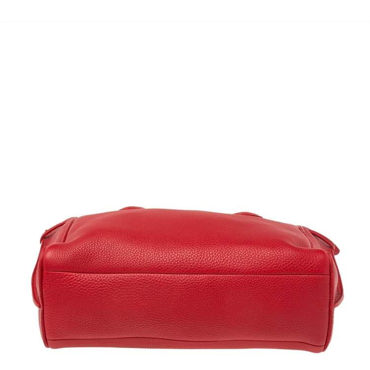 Pre Owned Longchamp Red Leather Medium Penelope Fantaisie Tote