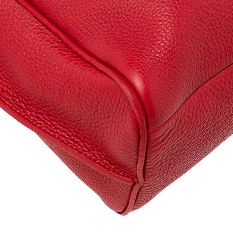 Pre Owned Longchamp Red Leather Medium Penelope Fantaisie Tote