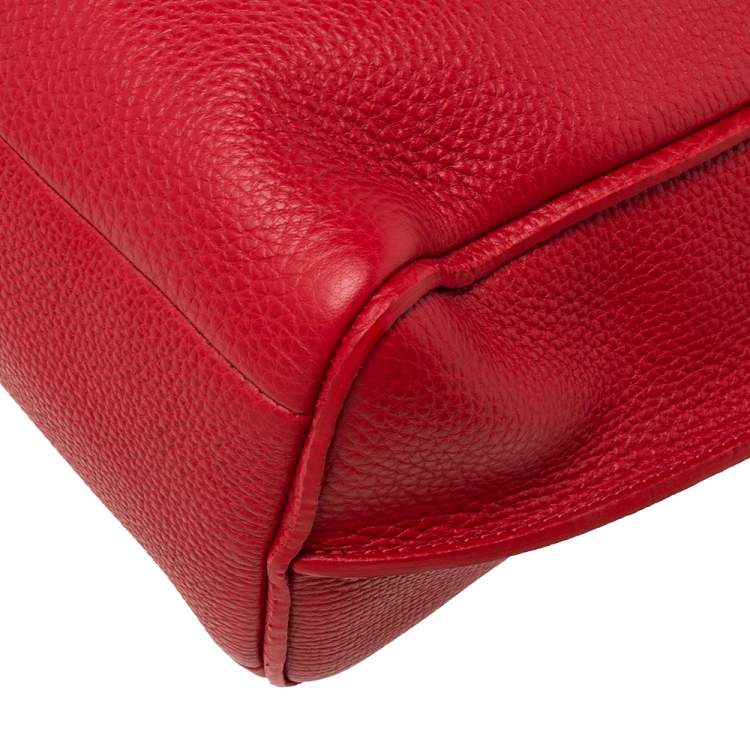 Pre Owned Longchamp Red Leather Medium Penelope Fantaisie Tote