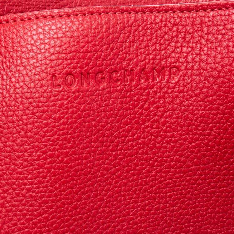 Pre Owned Longchamp Red Leather Medium Penelope Fantaisie Tote