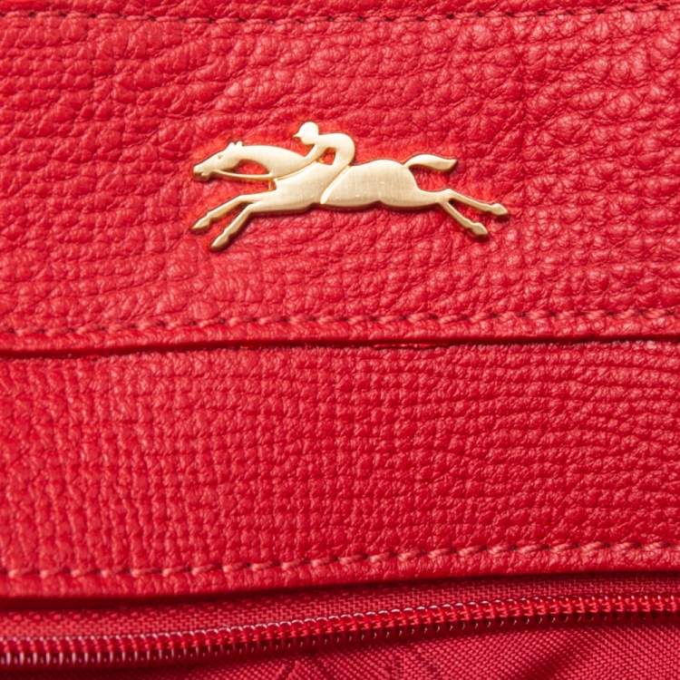 Pre Owned Longchamp Red Leather Medium Penelope Fantaisie Tote