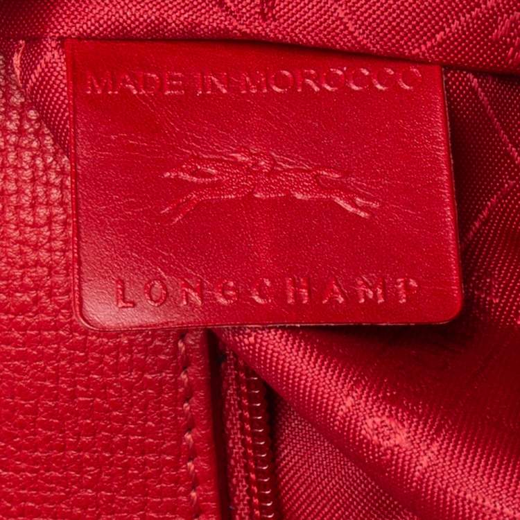 Pre Owned Longchamp Red Leather Medium Penelope Fantaisie Tote