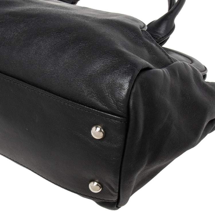Pre Owned Longchamp Black Leather Gatsby Satchel
