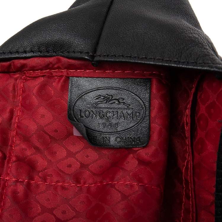 Pre Owned Longchamp Black Leather Gatsby Satchel