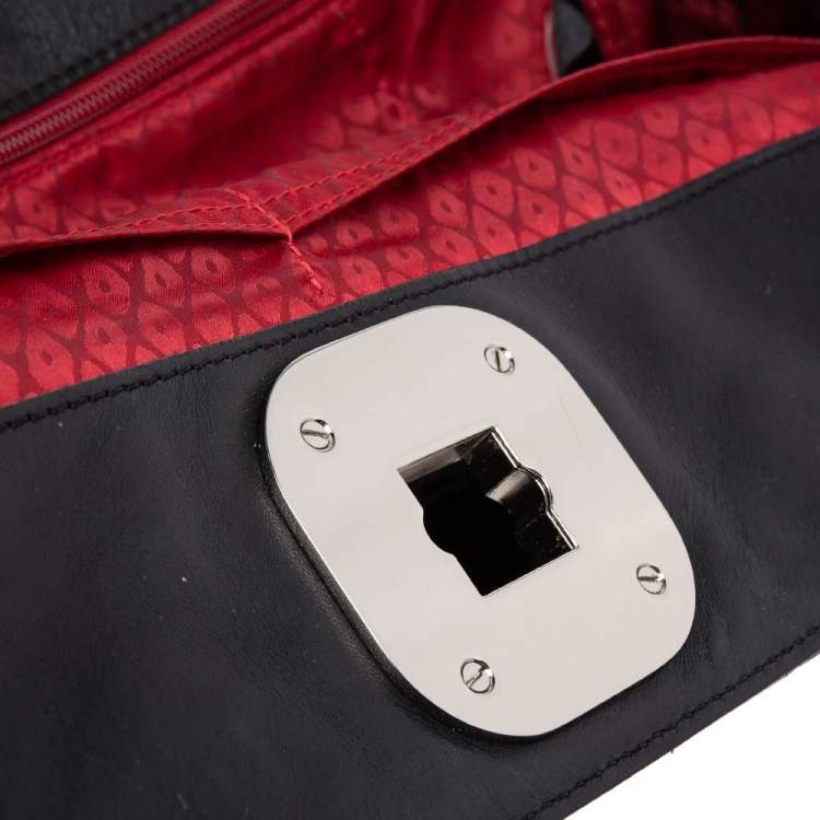 Pre Owned Longchamp Black Leather Gatsby Satchel