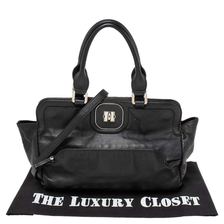 Pre Owned Longchamp Black Leather Gatsby Satchel