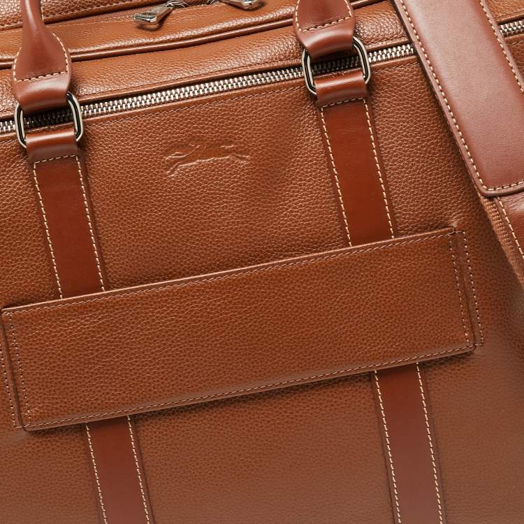 Pre Owned Longchamp Brown Leather Le Foulonne Briefcase L Bag