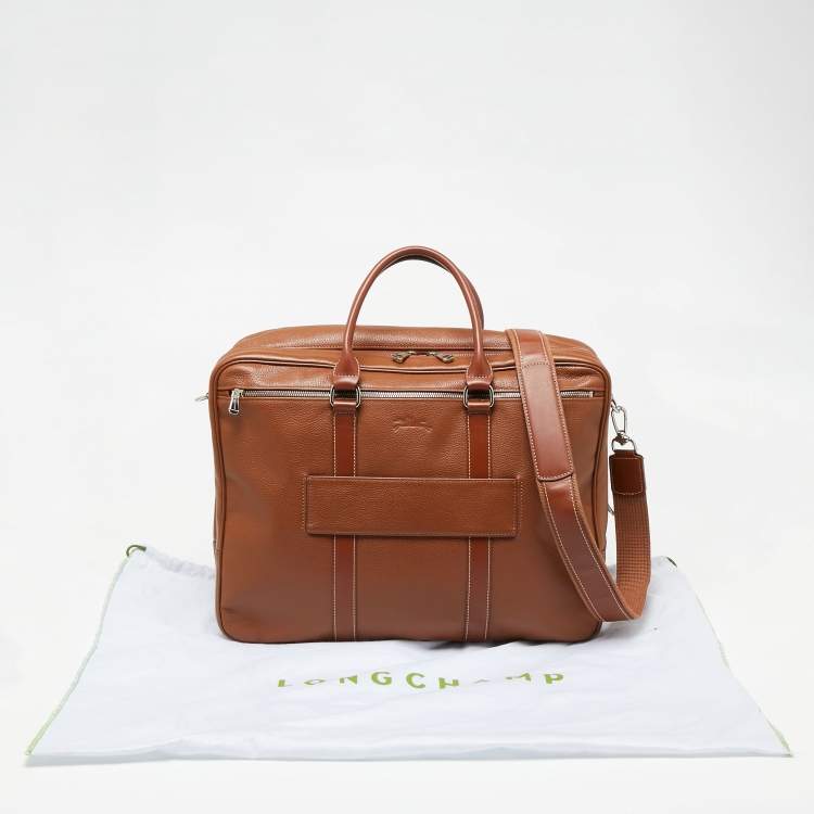 Pre Owned Longchamp Brown Leather Le Foulonne Briefcase L Bag