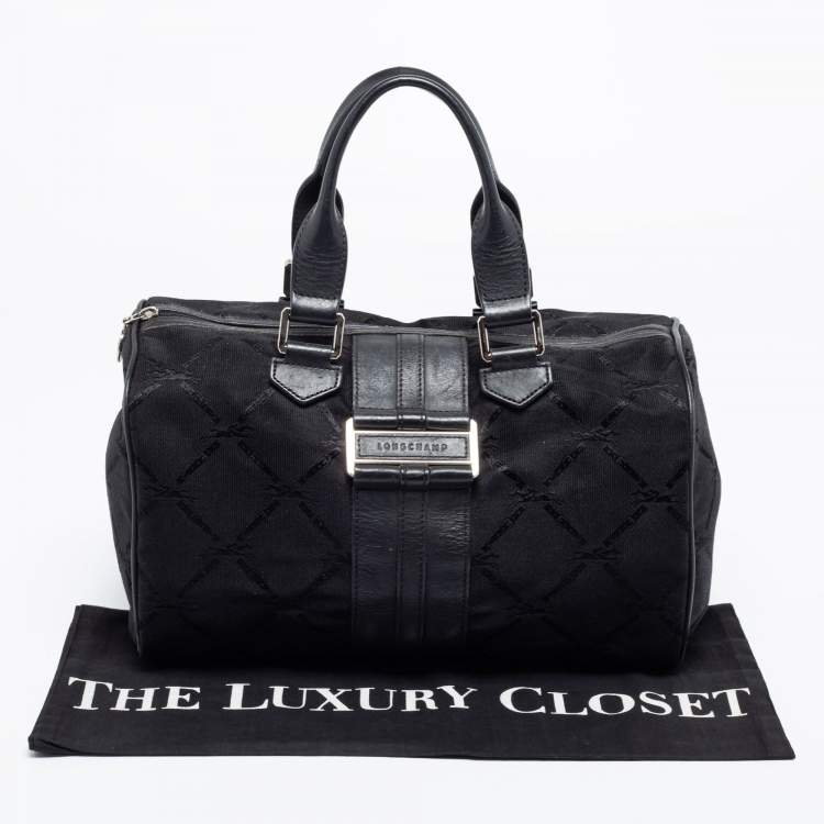 Pre Owned Longchamp Black Canvas and Leather Boston Bag