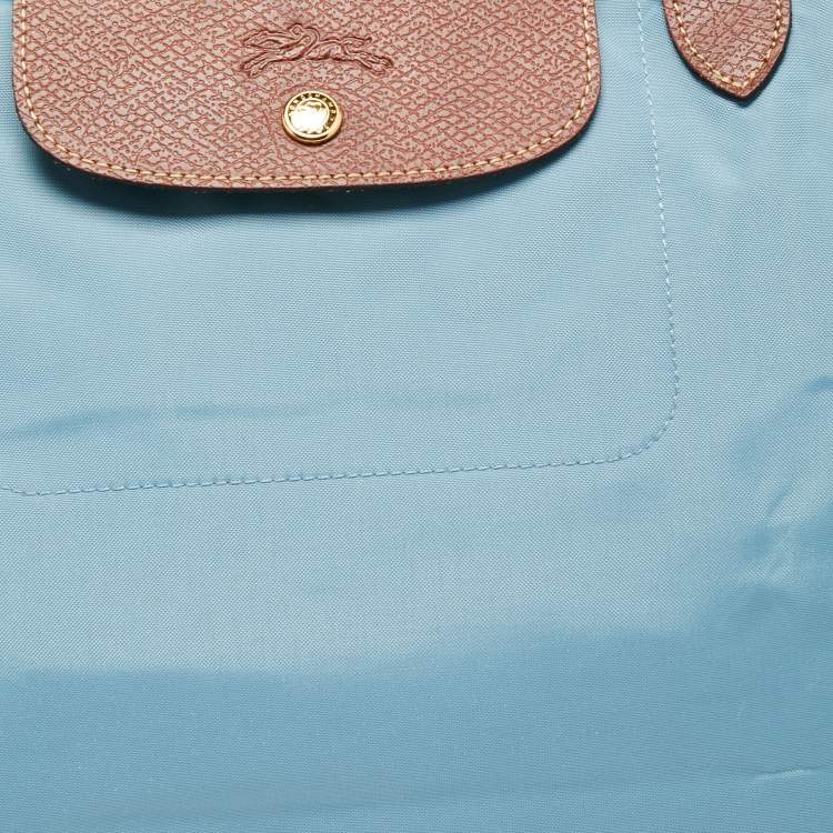 مملوكة مسبقًا Longchamp Blue Nylon and Leather Medium Le Pliage Tote