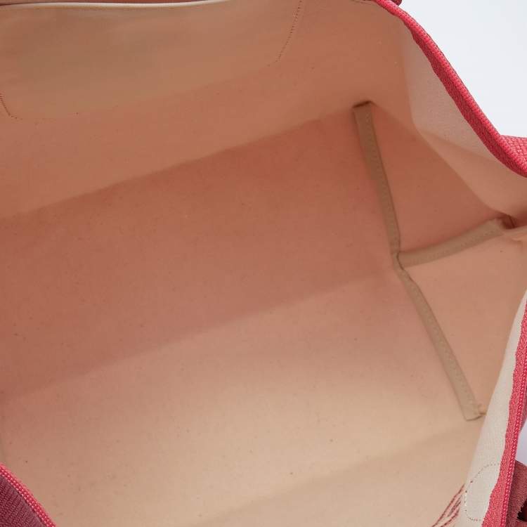 Pre Owned Longchamp Red Canvas And Leather Le Pliage Tote 