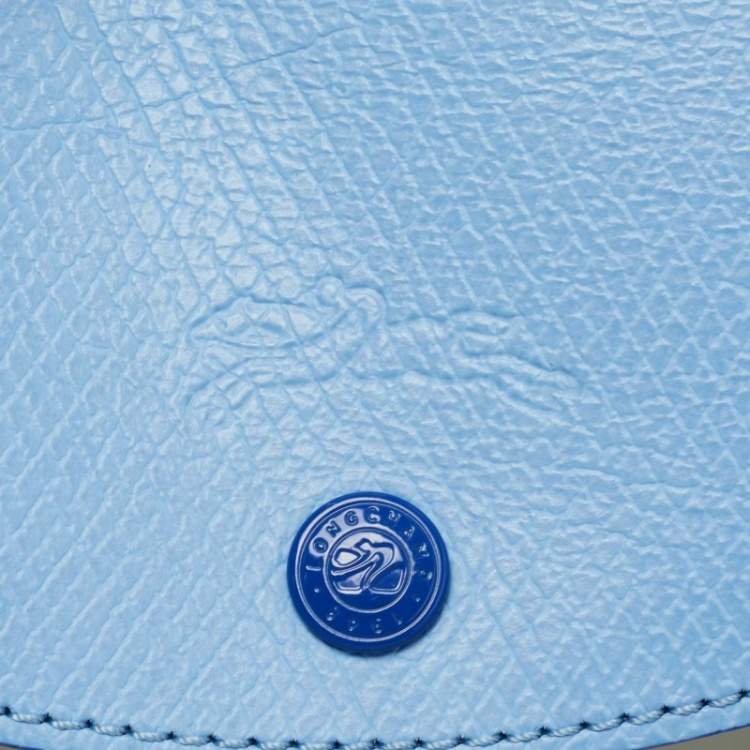 Pre Owned Longchamp Light Blue Leather and Nylon Le Pliage Tote