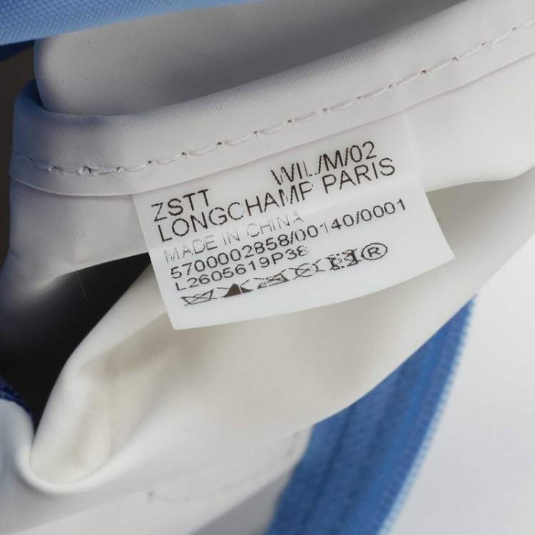 Pre Owned Longchamp Light Blue Leather and Nylon Le Pliage Tote