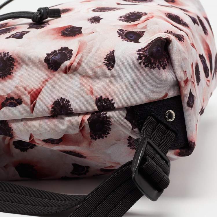 Pre Owned Longchamp Multicolor Floral Print Nylon and Leather Le Pliage Drawstring Backpack