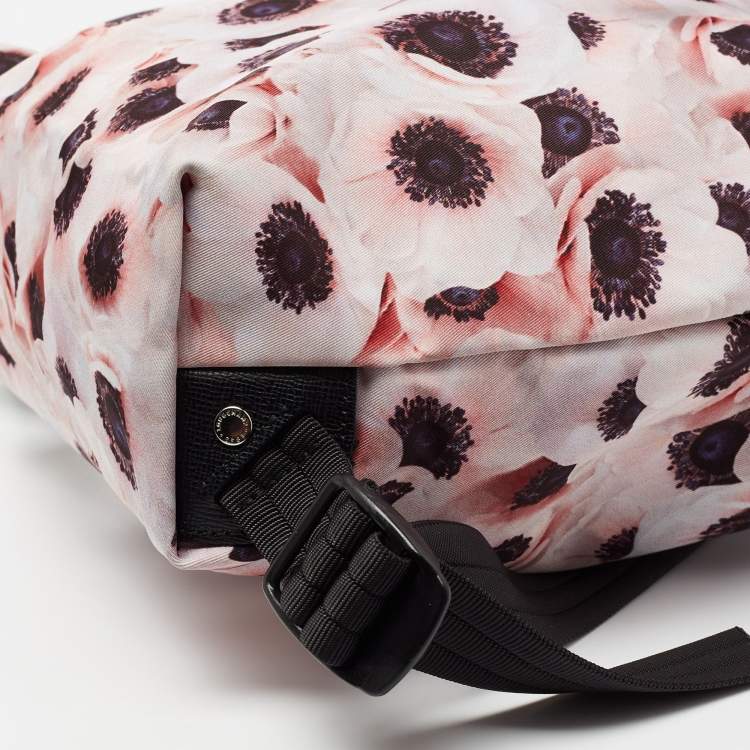 Pre Owned Longchamp Multicolor Floral Print Nylon and Leather Le Pliage Drawstring Backpack