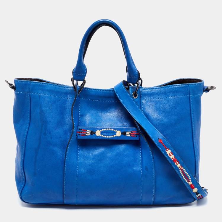 Pre Owned Longchamp Blue Leather Massai Tote