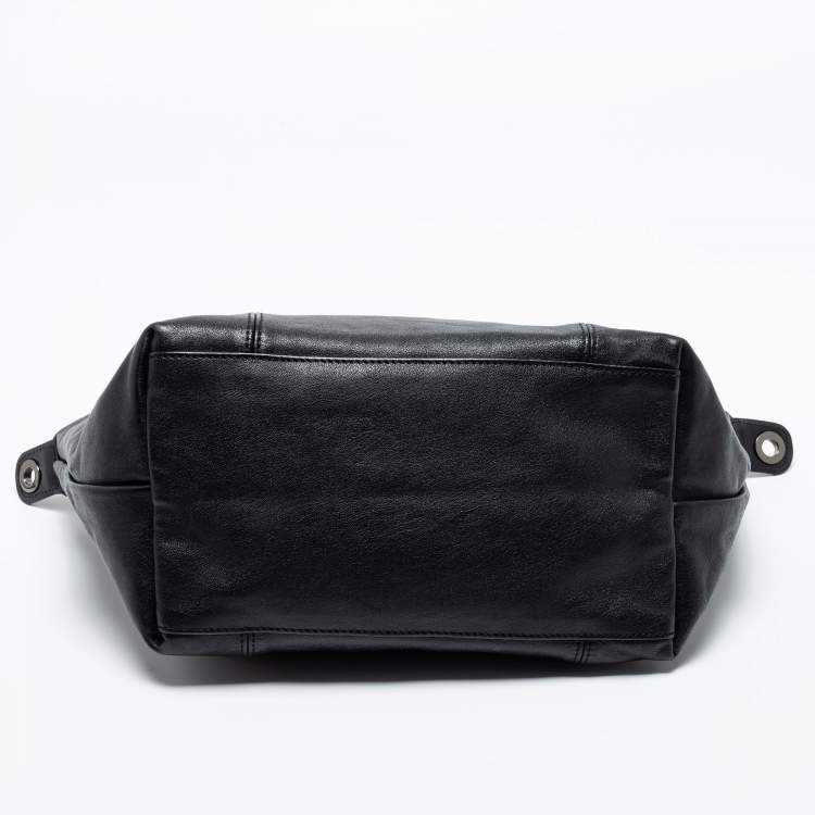 Pre Owned Longchamp Black Leather Le Pliage Tote