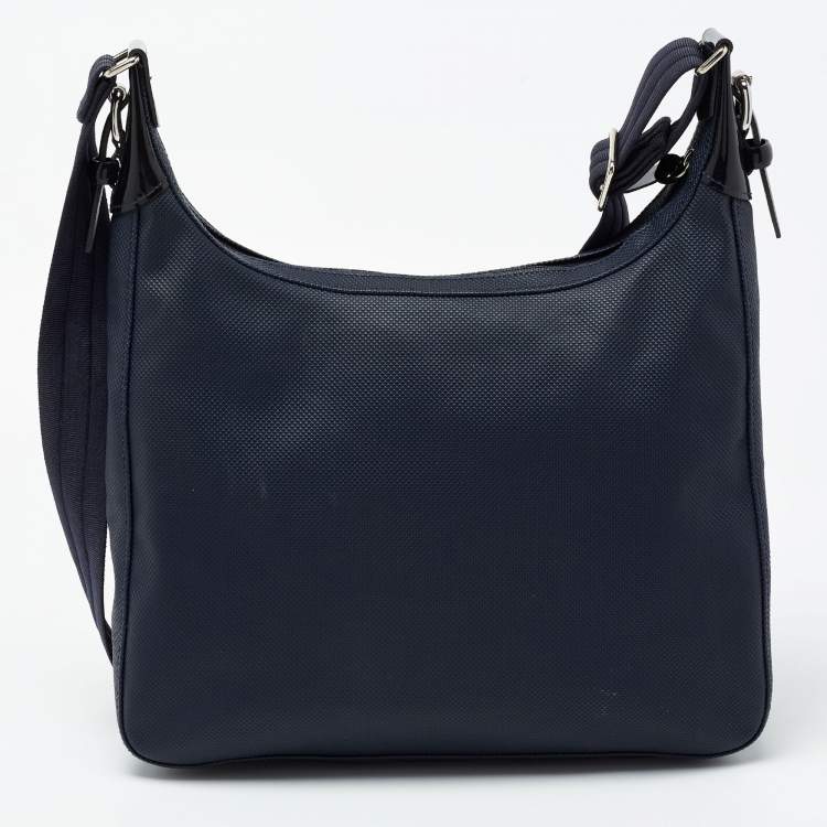 مملوكة مسبقًا Longchamp Navy Blue Textured Leather Zip Hobo  