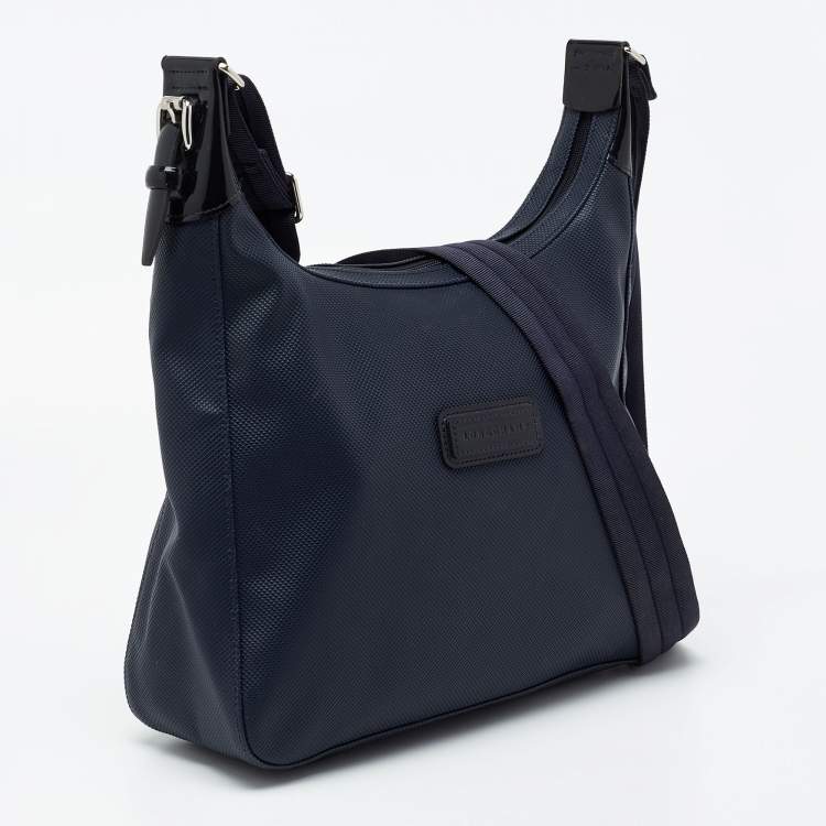 مملوكة مسبقًا Longchamp Navy Blue Textured Leather Zip Hobo  