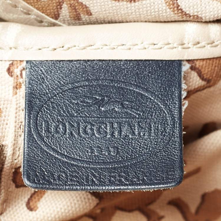 مملوكة مسبقًا Longchamp Navy Blue Textured Leather Zip Hobo  