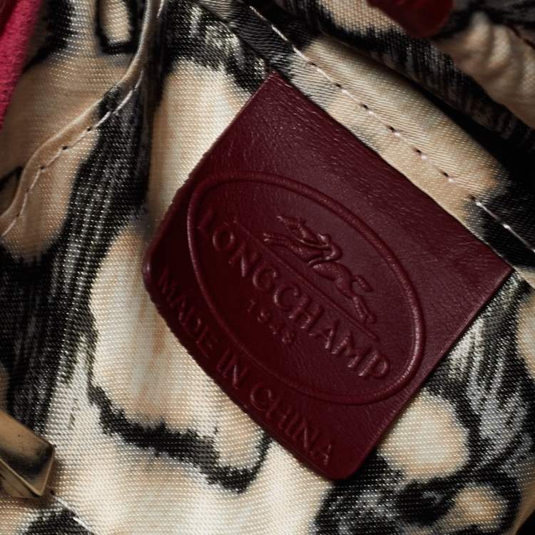 Pre Owned Longchamp Burgundy Python Embossed Leather Gatsby Tote