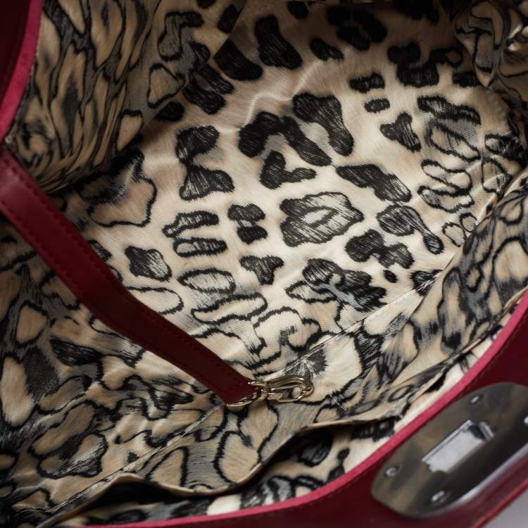 Pre Owned Longchamp Burgundy Python Embossed Leather Gatsby Tote