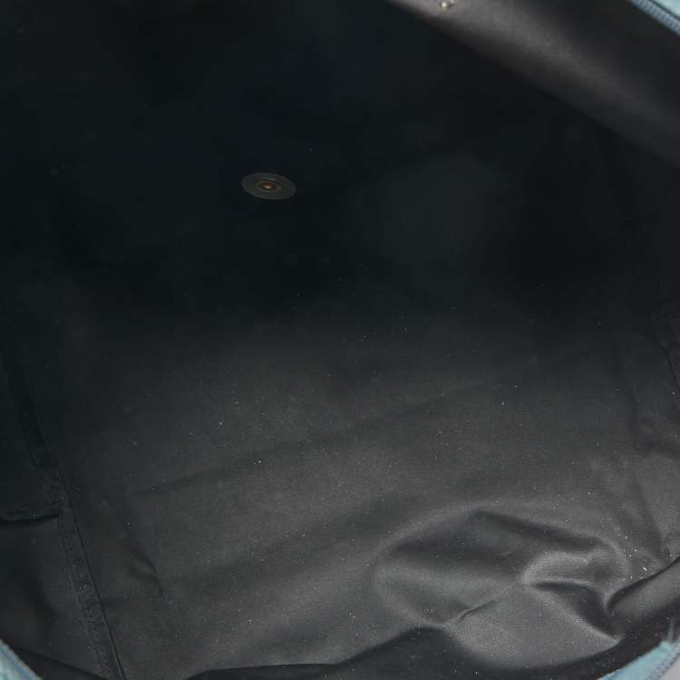 Pre Owned Longchamp Grey/Brown Leather and Nylon Le Pliage Tote