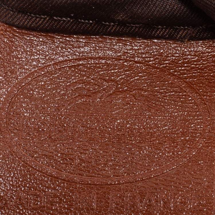 Pre Owned Longchamp Brown Canvas and Leather Small Quadrille Le Pliage Tote