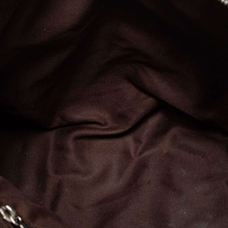 Pre Owned Longchamp Brown Canvas and Leather Small Quadrille Le Pliage Tote