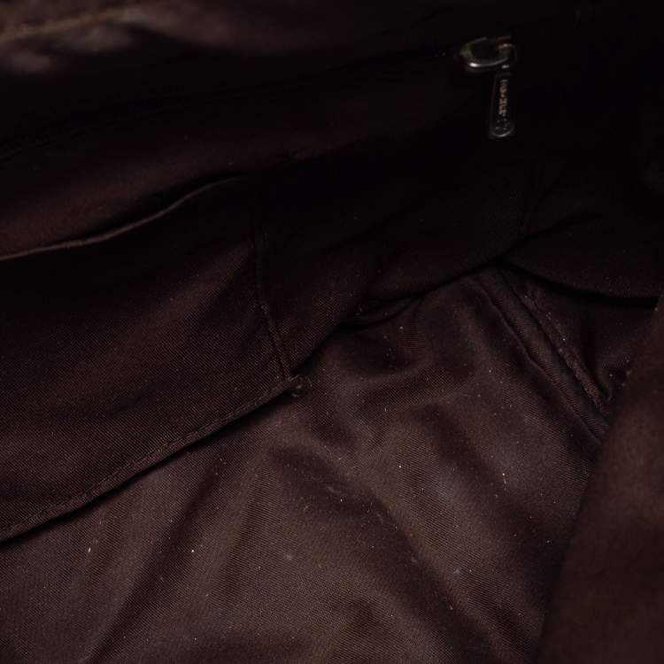 Pre Owned Longchamp Brown Canvas and Leather Small Quadrille Le Pliage Tote