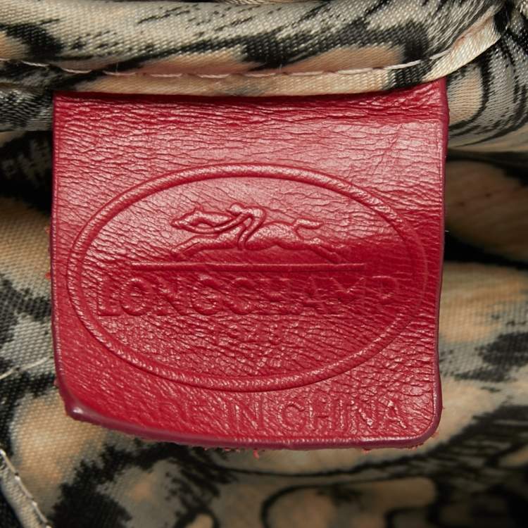 Pre Owned Longchamp Red Croc Embossed LeatherTote