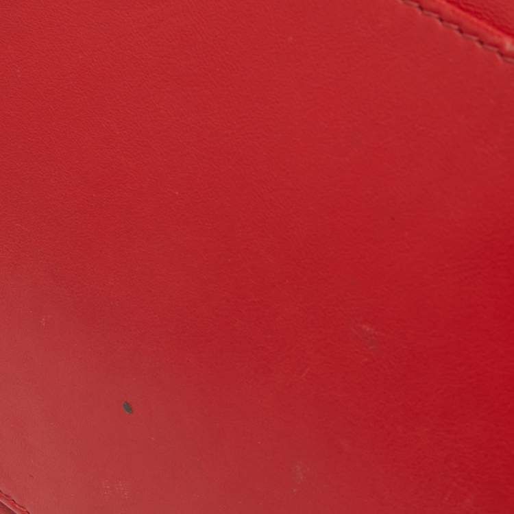 Pre Owned Longchamp Red Leather Boston Bag