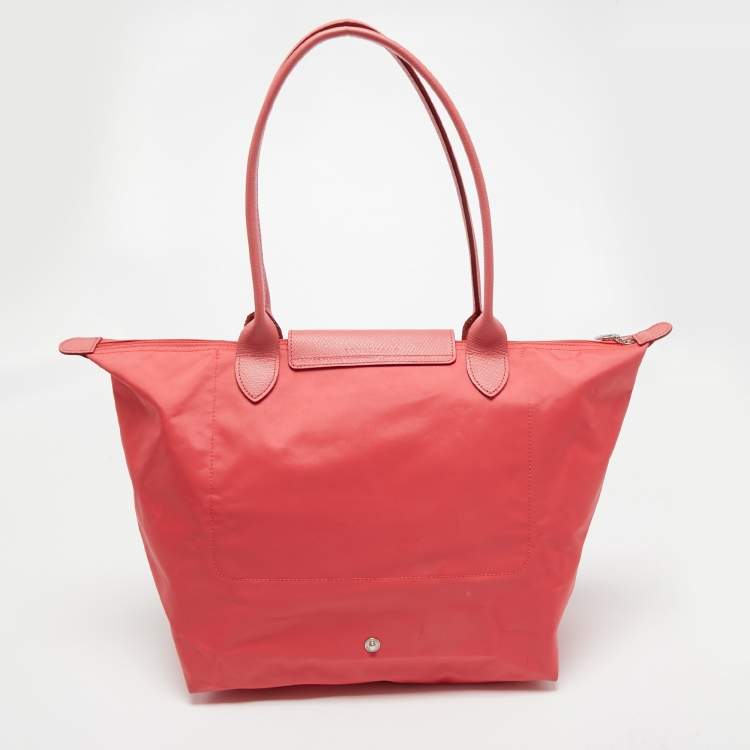 Pre Owned Longchamp Pink Nylon and Leather Le Pliage Neo Tote