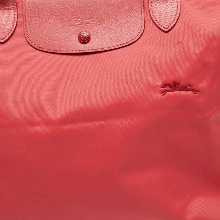 Pre Owned Longchamp Pink Nylon and Leather Le Pliage Neo Tote
