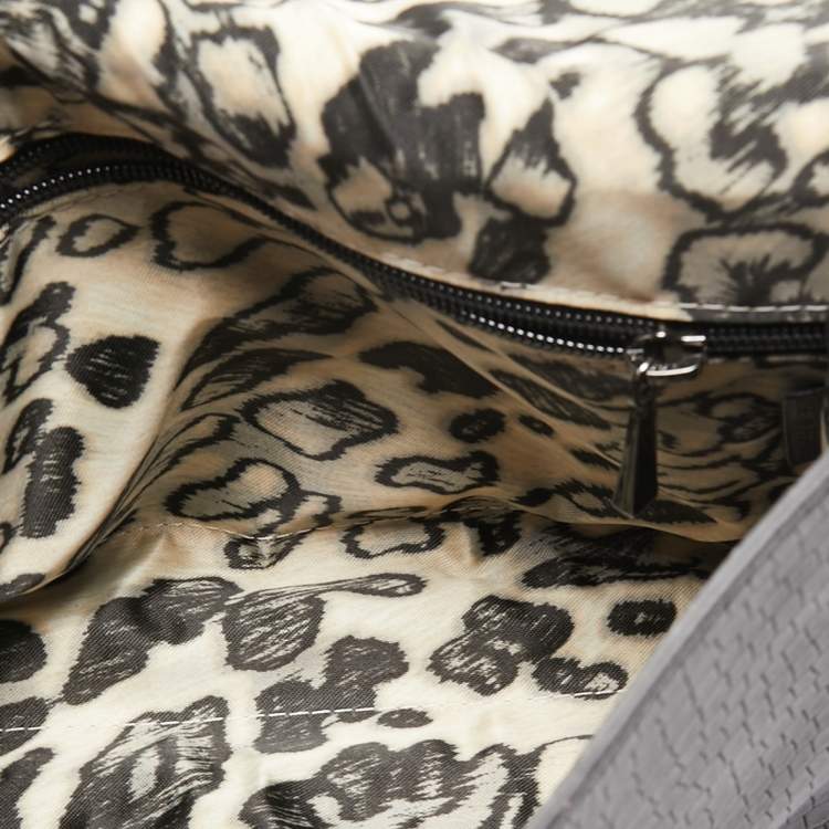 Pre Owned Longchamp Black Embossed Leather Chain Top Handle Bag