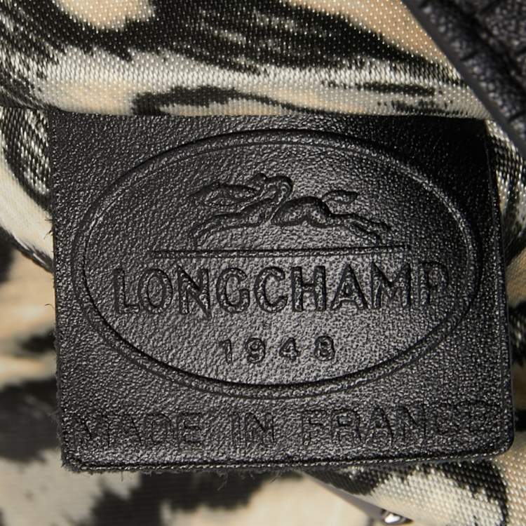 Pre Owned Longchamp Black Embossed Leather Chain Top Handle Bag