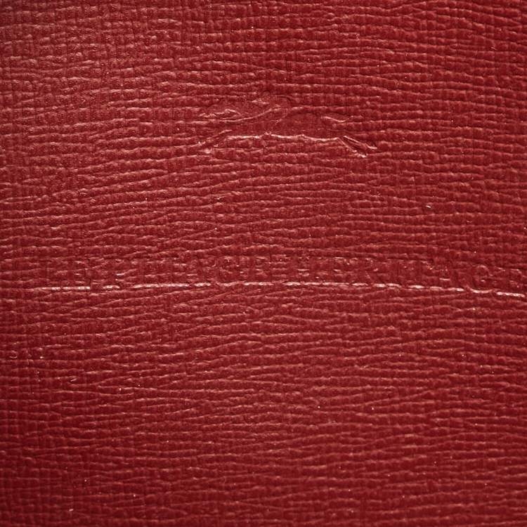 Pre Owned Longchamp Red Leather Small Le Pliage Heritage Tote