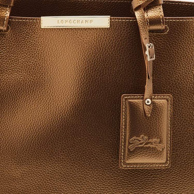 Pre Owned Longchamp Metallic Leather Large Le Foulonne City Tote