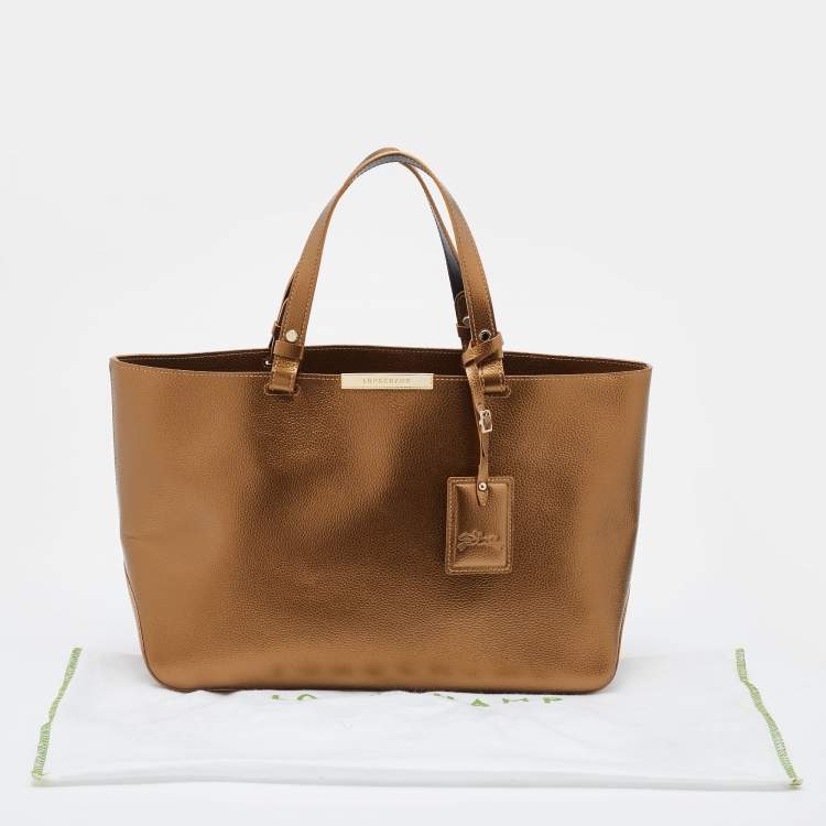 Pre Owned Longchamp Metallic Leather Large Le Foulonne City Tote