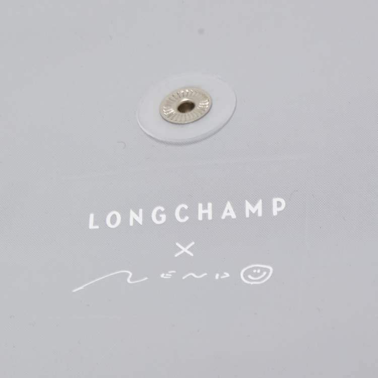 Pre Owned  Longchamp x Nendo Grey/White Leather and Nylon Katachi Circular Bag