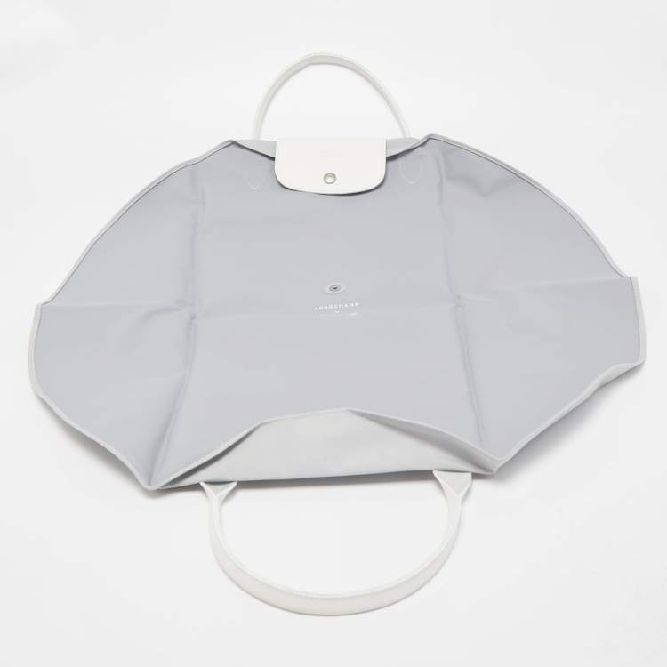 Pre Owned  Longchamp x Nendo Grey/White Leather and Nylon Katachi Circular Bag