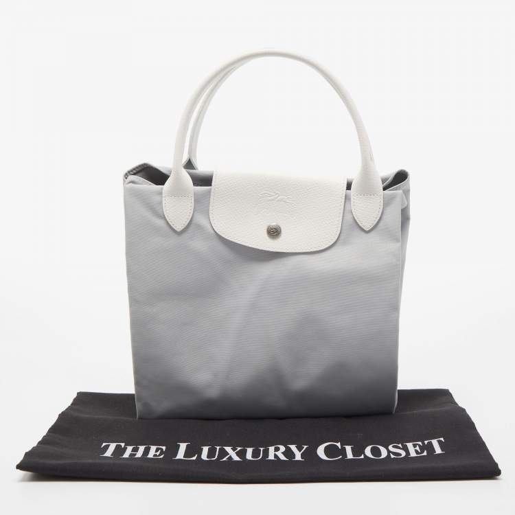 Pre Owned  Longchamp x Nendo Grey/White Leather and Nylon Katachi Circular Bag