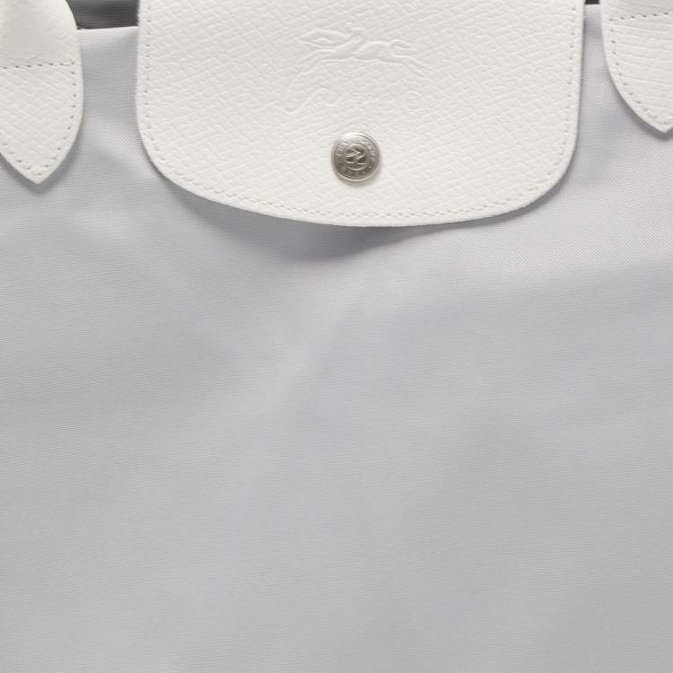 Pre Owned  Longchamp x Nendo Grey/White Leather and Nylon Katachi Circular Bag