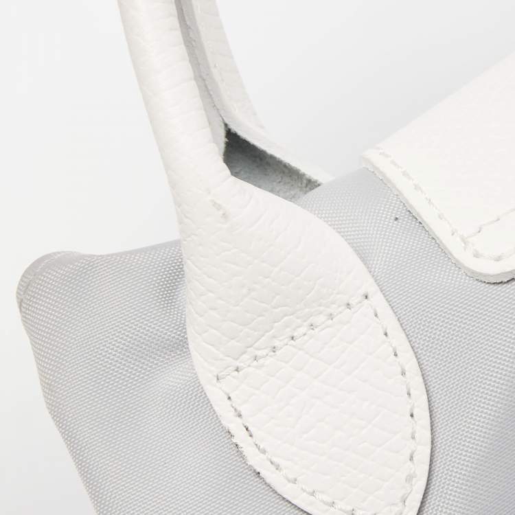 Pre Owned  Longchamp x Nendo Grey/White Leather and Nylon Katachi Circular Bag