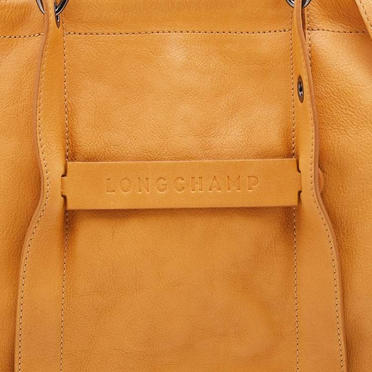 Pre Owned Longchamp Mustard Leather Large 3d Shopper Tote